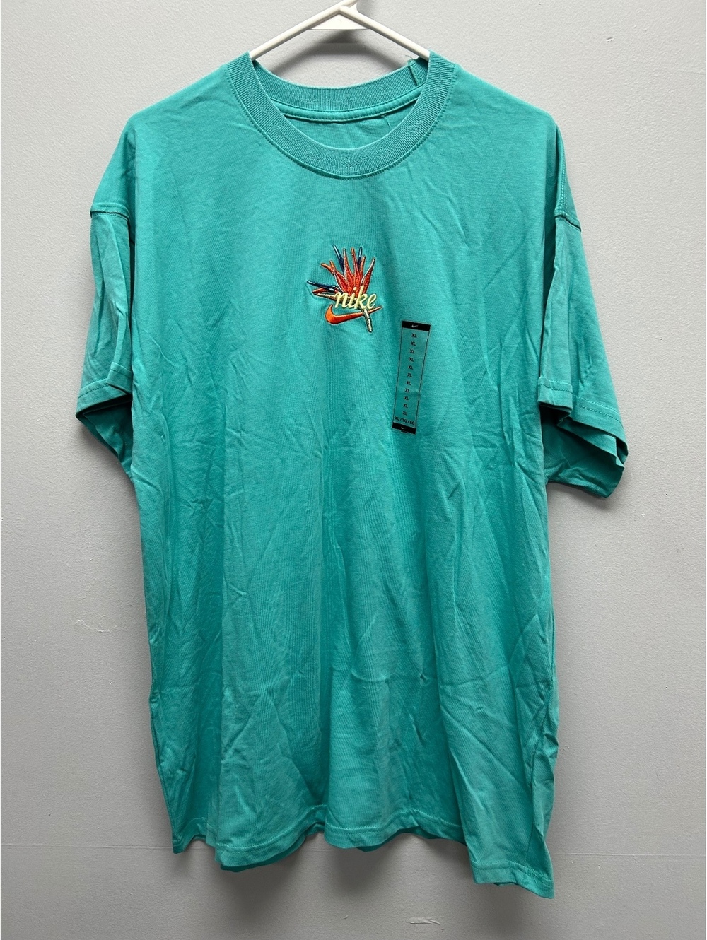 Nike Men's Teal Graphic T-Shirt with Embroidered Logo